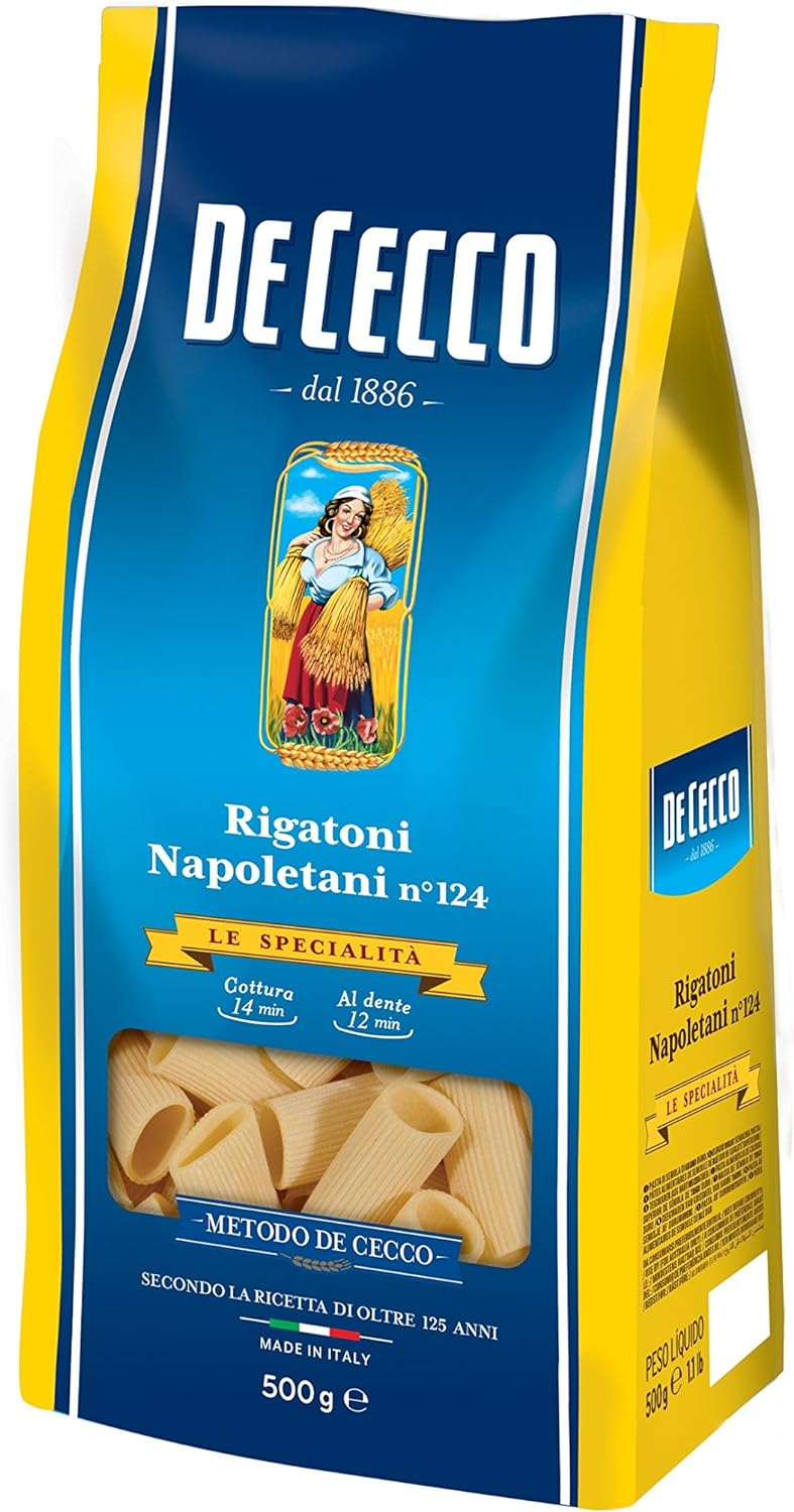 5 X Pasta De Cecco 100% italiano Rigatoni Napoletani n 124 pasta 500 G