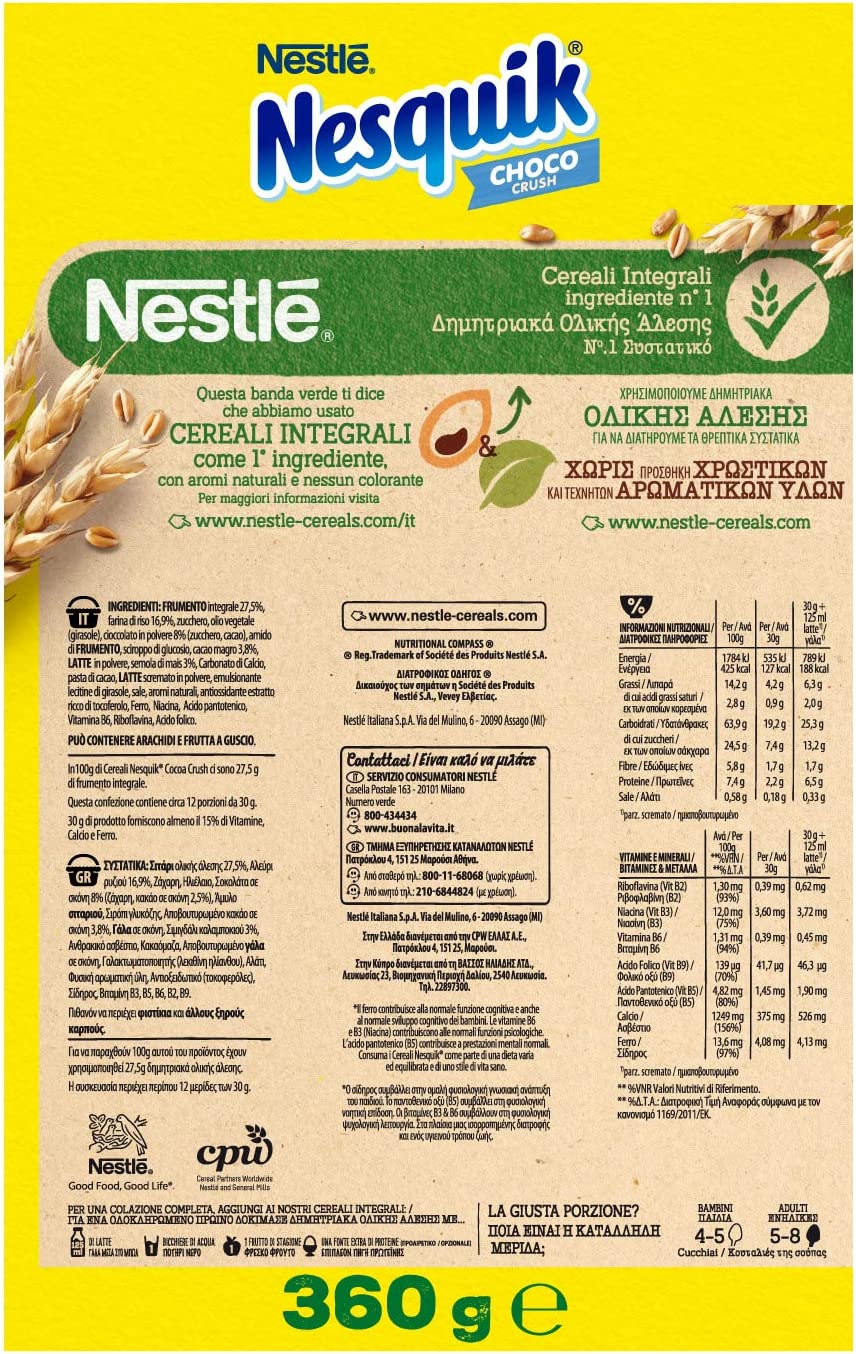 NESQUIK CHOCO CRUSH Fagottini con Cereali Integrali e Cacao 360 g