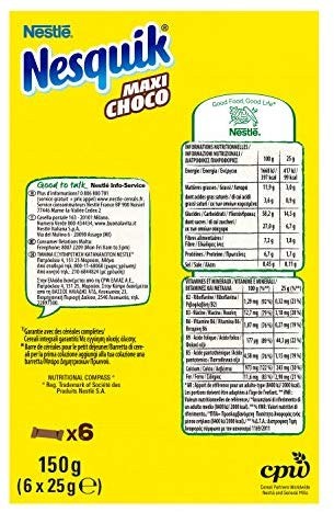 Nesquik Cereali Maxi Choco Barrette di Cereali al Cioccolato al Latte, 6 Pezzi
