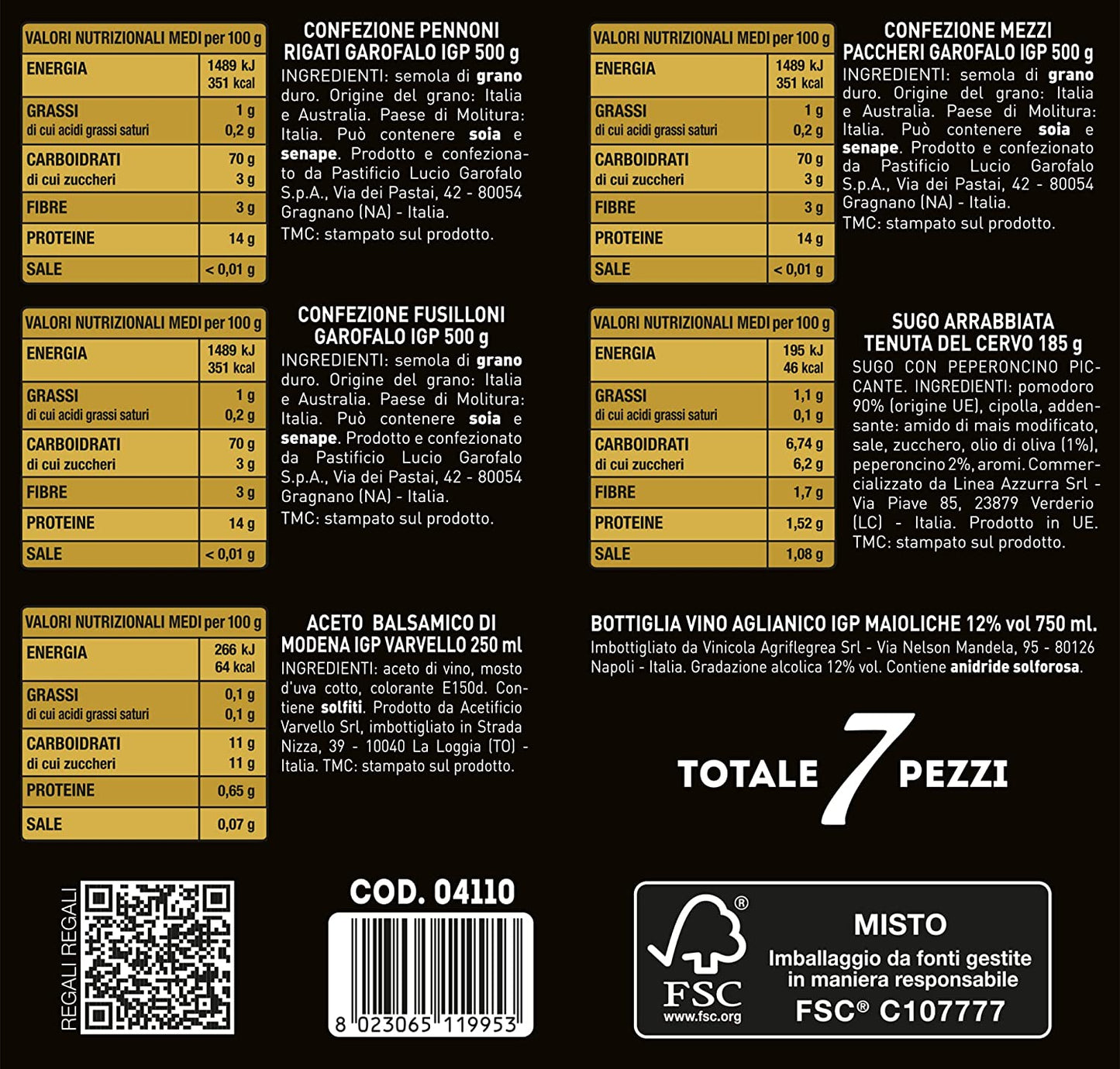 REGALI REGALI | Confezione Regalo "Selezione Mediterranea", Cesto Alimentare Natalizio, Esclusiva Cuspide Contenente Vino, Aceto Balsamico di Modena, Pasta e Tanto Altro, Idea Regalo