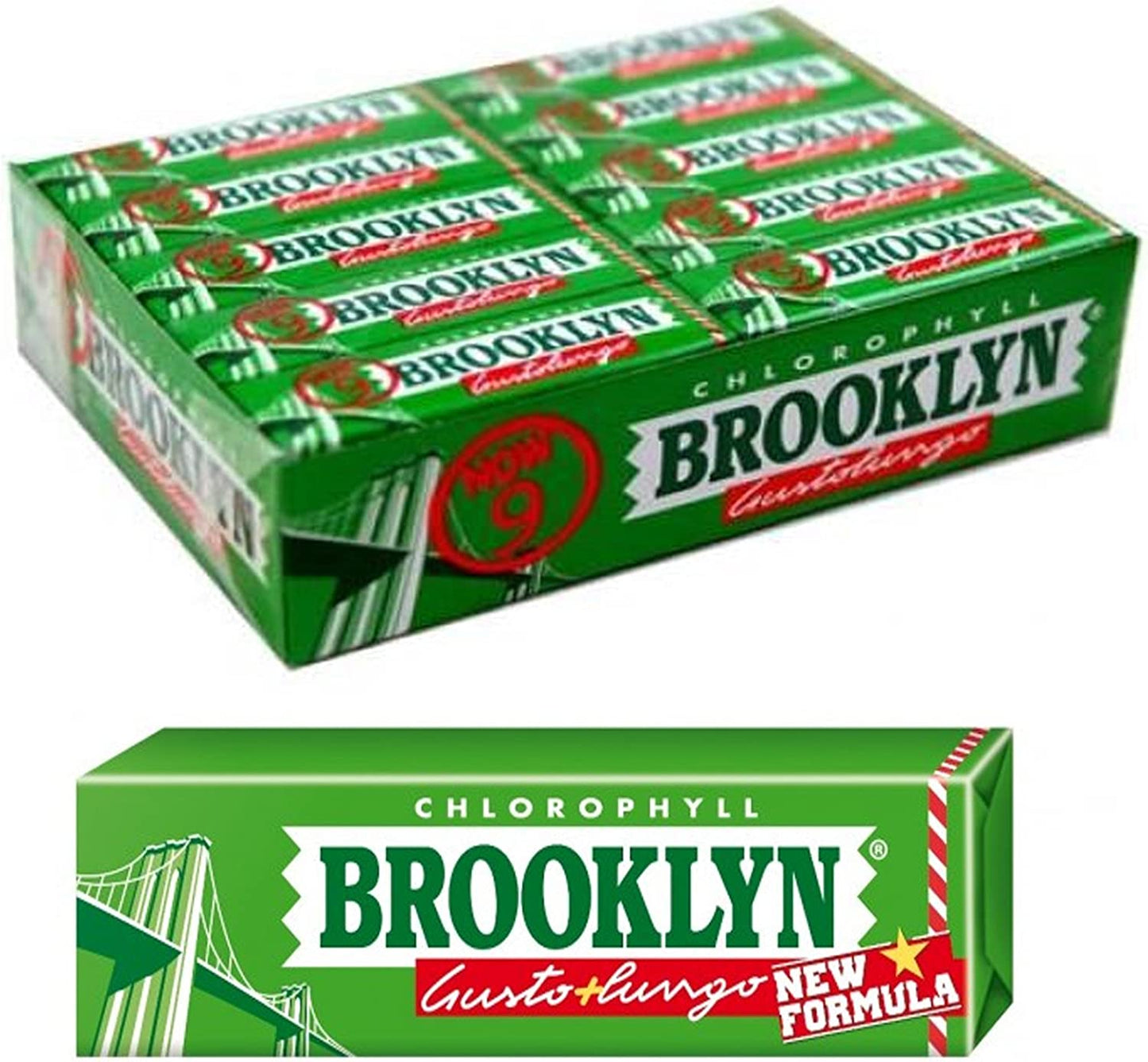 1 PACCHETTO DI GOMME MASTICARE BROOKLYN CHLOROPHYLL CLOROFILLA VERDE CHEWING GUM