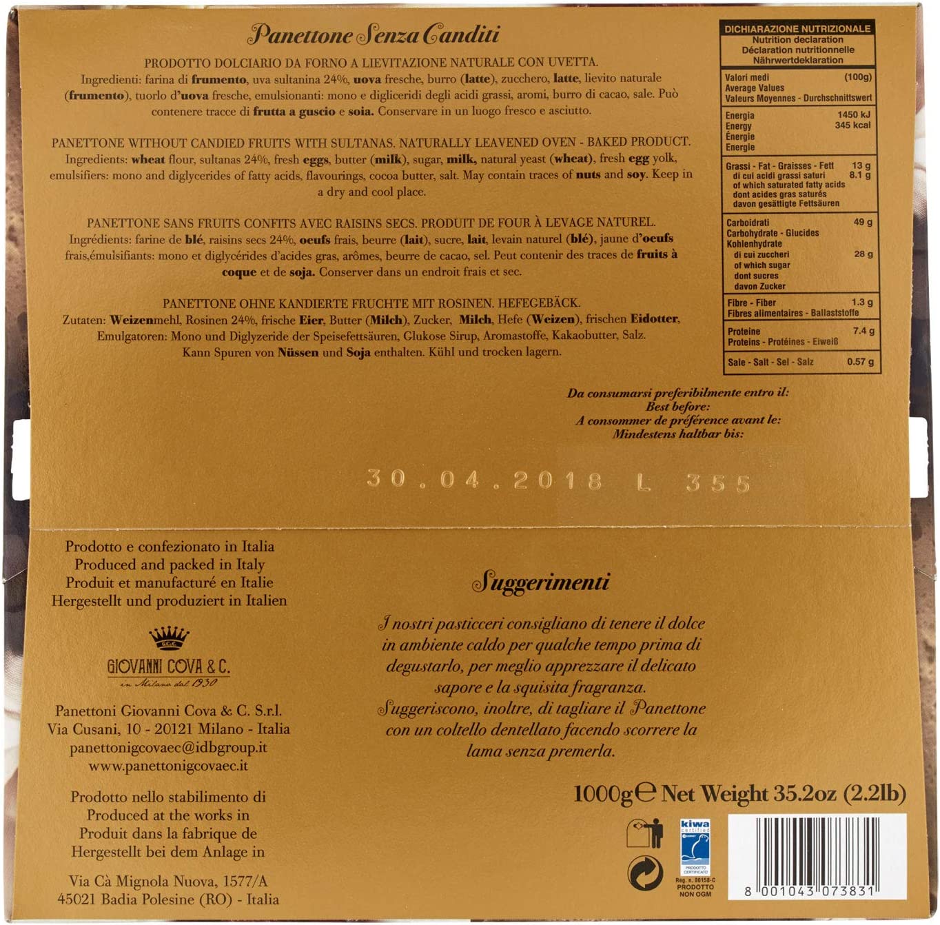 GIOVANNI COVA & C - PANDORO CLASSICO ASTUCCIO GR 1000 - 1000 GR