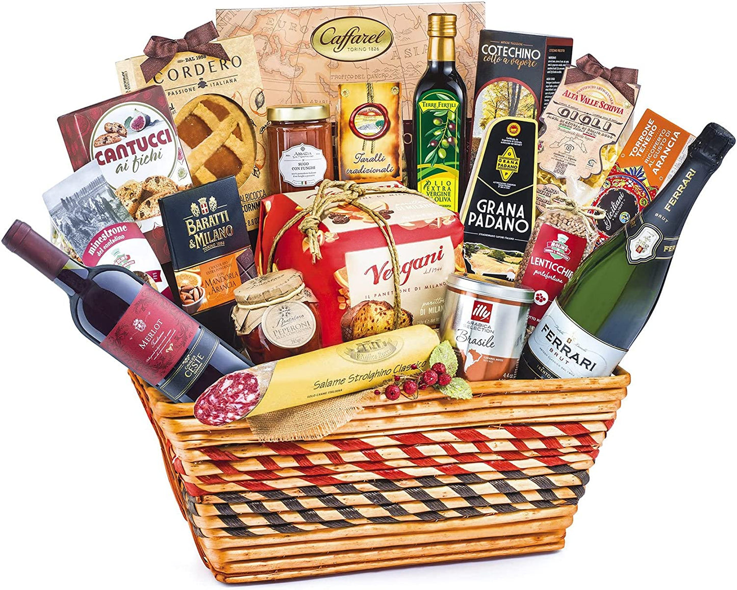 Confezione cesto Natalizio GHIOTTONERIE con 20 specialità, idea Regalo gourmet