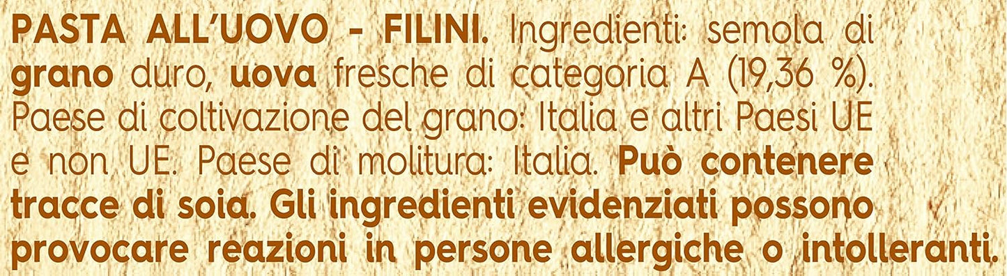 Barilla Le Emiliane Filini all'Uovo con Uova Fresche, Pastina per Minestre e Zuppe, 275g