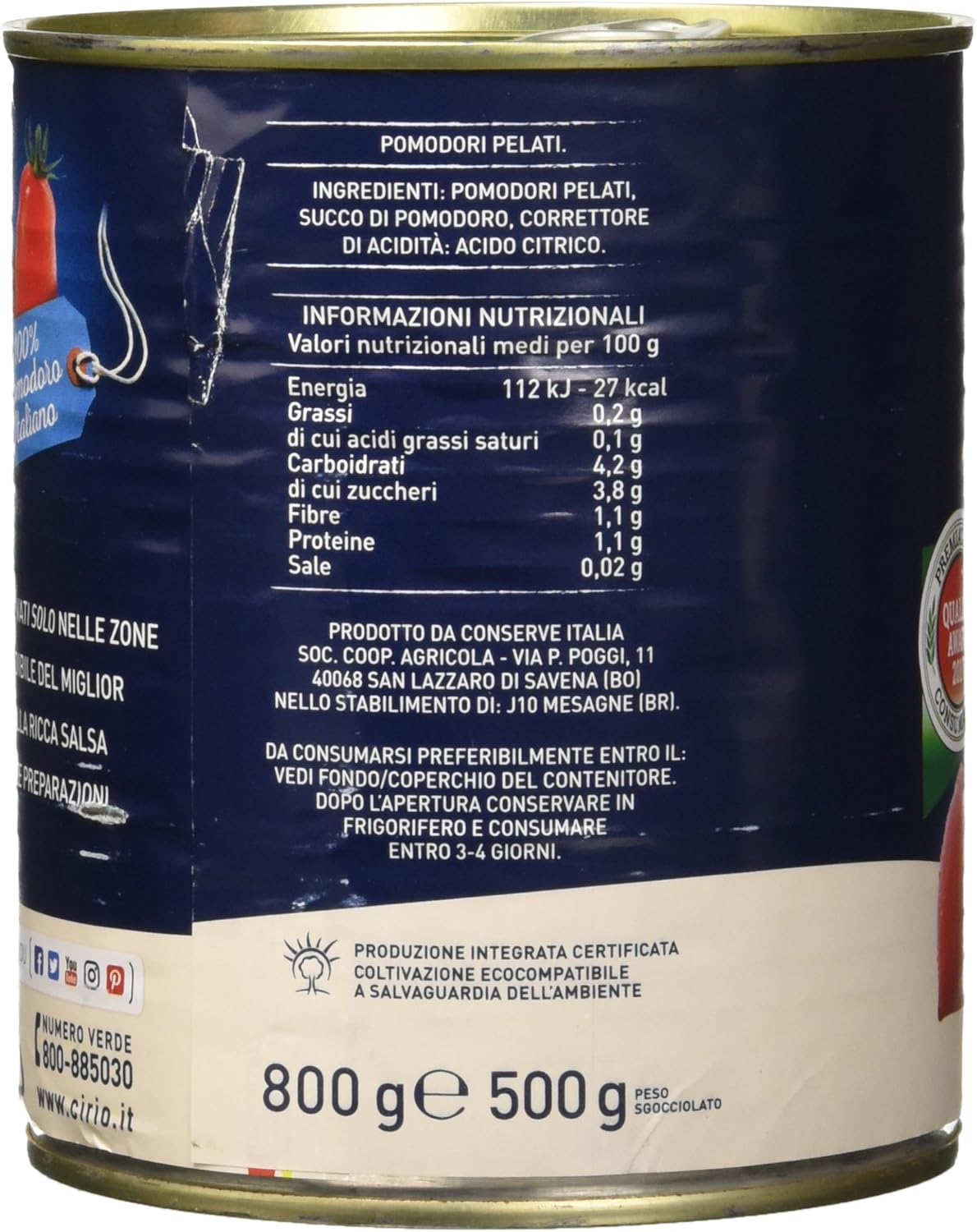 Cirio Pomodori Italiani Pelati - 800 gr