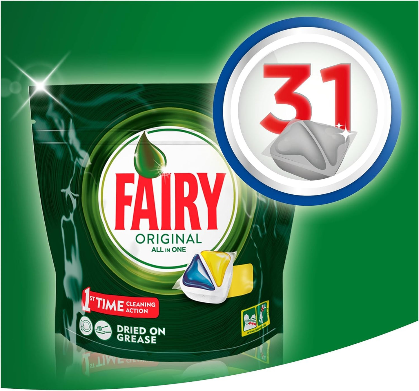 Fairy Original Detersivo in Caps per Lavastoviglie, Confezione da 31 Pastiglie, Limone