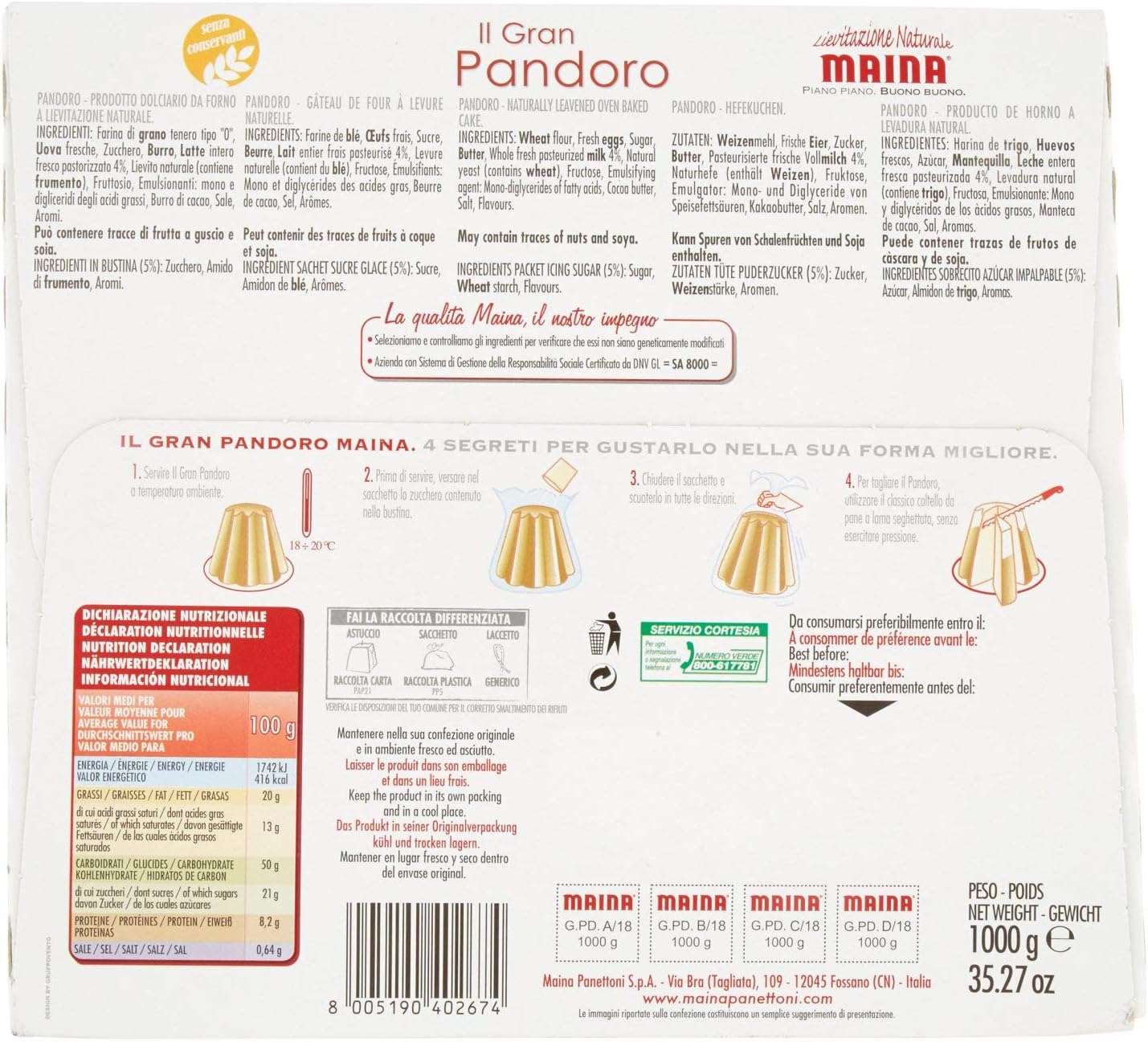 Maina Gran Pandoro Classico - 1000 gr