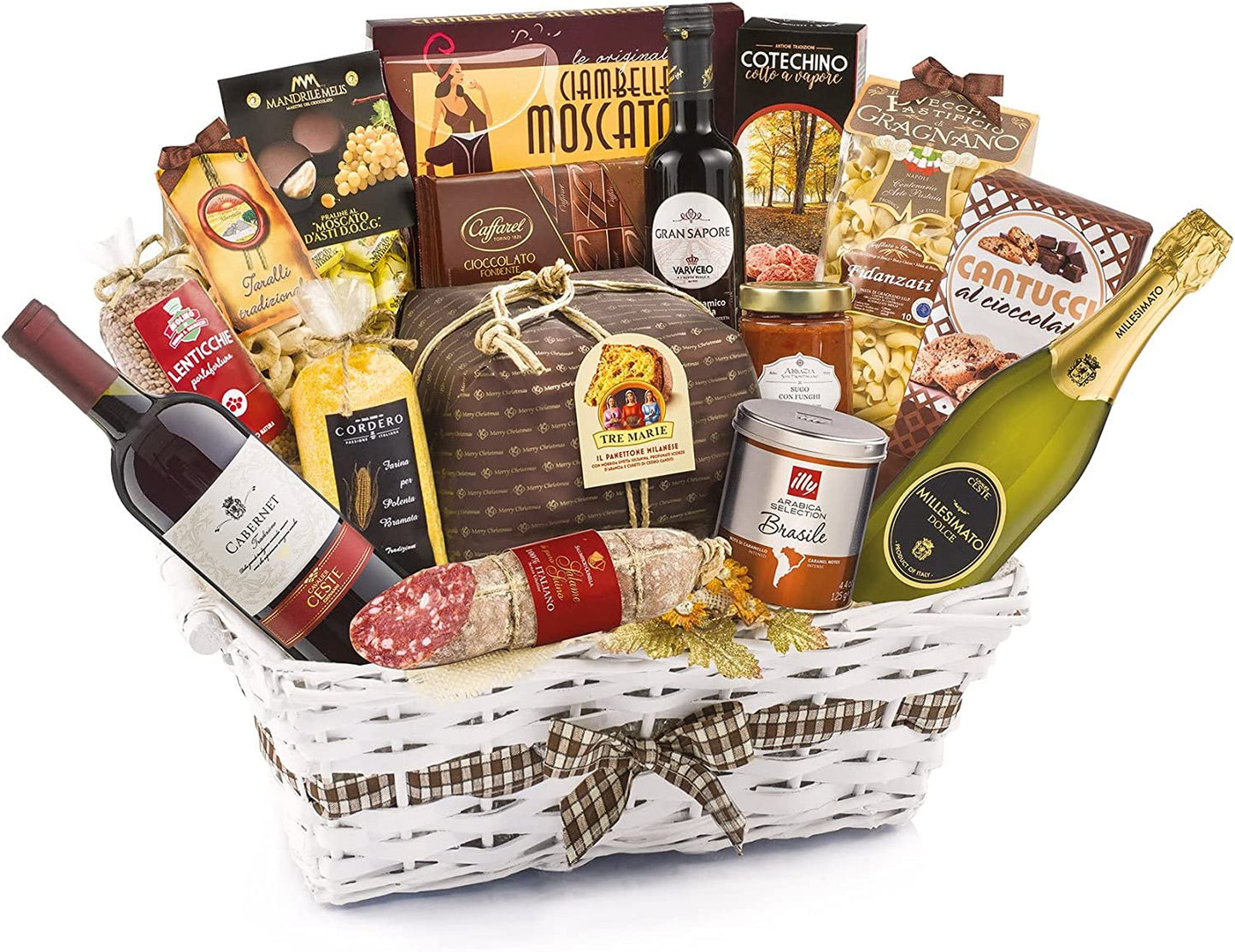 Cesto Natalizio "GRAN MILANO" con 14 Pezzi , idea Regalo
