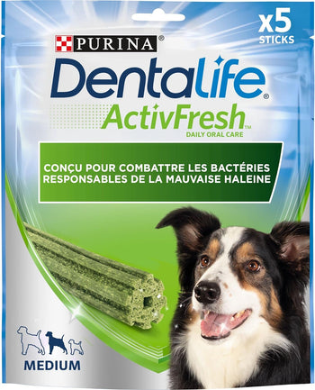 DENTALIFE ACTIVFRESH - 5 dolcetti da masticare per cani di taglia media, 115 g, igiene orale quotidiana