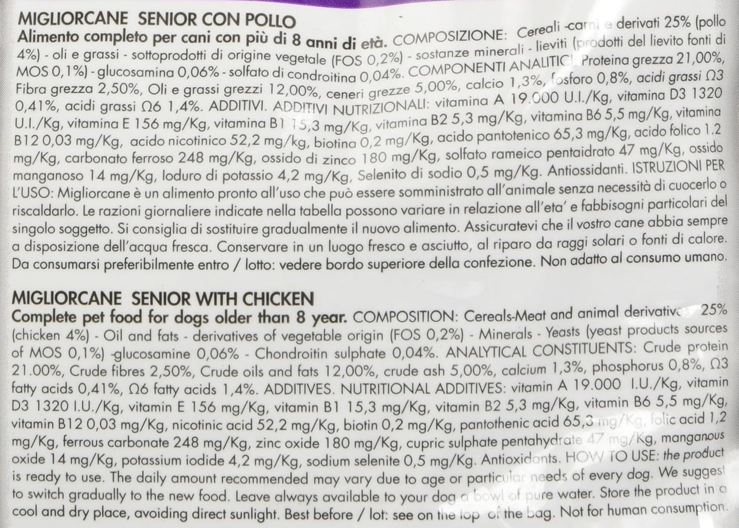 MigliorCane Senior crocchette pollo multipack 1 x 4 Kg