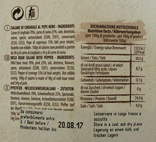 Renzini Salame di Cinghiale al Pepe Nero - 250 gr