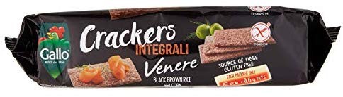 Riso Gallo Crackers Integrali Venere e Mais - Pacco da 1 x 180 gr - Totale: 180 gr, Senza glutine