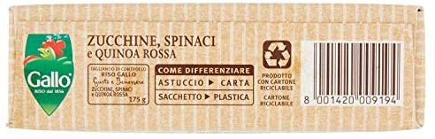 Riso Gallo Risotto Gusto e Benessere Zucchine, Spinaci e Quinoa Rossa - Busta da 175 gr