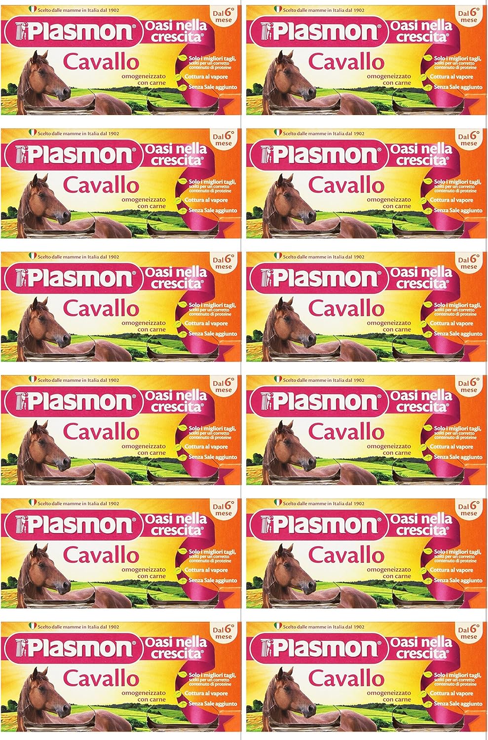 24 Vasetti Plasmon Omogeneizzato con Carne Cavallo bambini oasi della crescita
