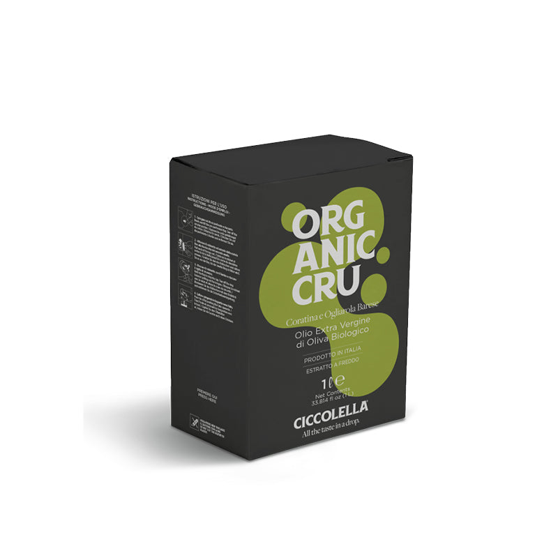 Organic Cru – Olio biologico – Coratina e Ogliarola barese – Bag in box 1LT