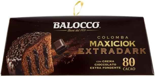 BaIocco Colomba Maxiciok Extradark 750g – Colomba Pasquale al Cacao con Crema al Cioccolato Extra Fondente 80% – Soffice Impasto con Gocce e Copertura Dark – Idea Regalo Pasqua