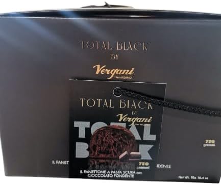Confezione Regalo Per Vergani Total Black Panettone al Cioccolato Fondente, Confezione Regalo in Scatola Elegante, 750g