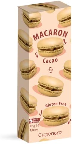 Cuorenero 3 Macaron Gusto Cacao | Macaron Senza Glutine al Cioccolato | Cioccolatini in Scatola Regalo | Biscotti Macaron in Astuccio - 42 Gr.
