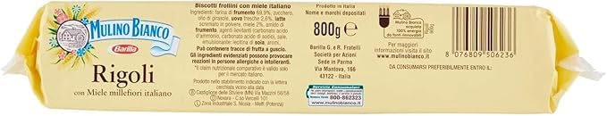 3X Mulino Bianco Rigoli Biscotti Frollini con Miele Millefiori Italiano Maxi Formato 800g