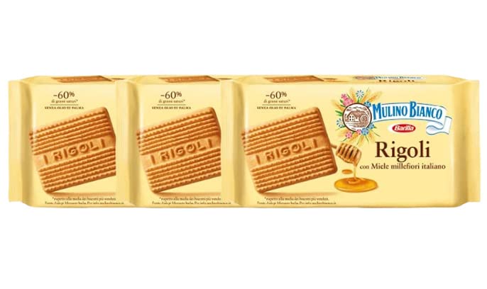 3X Mulino Bianco Rigoli Biscotti Frollini con Miele Millefiori Italiano 400g [3 Confezioni]