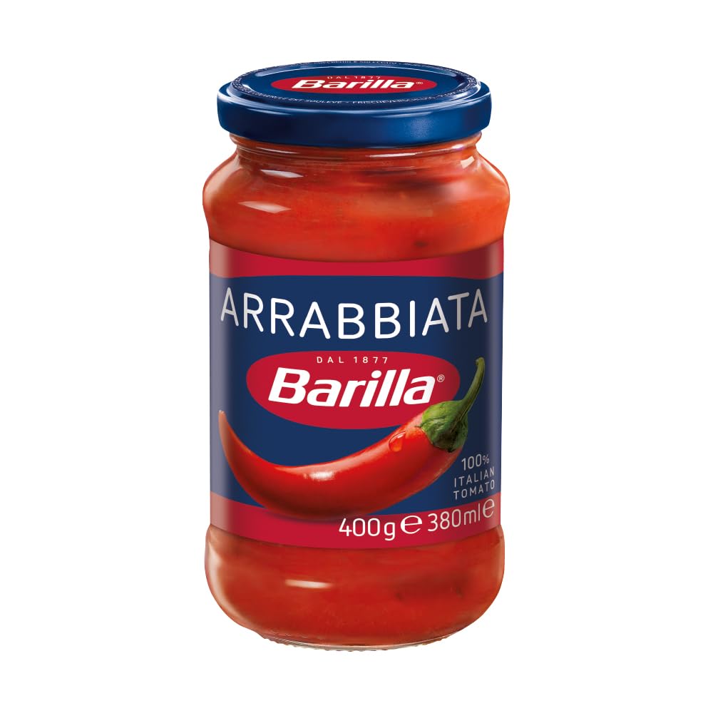 Barilla Sugo Pasta - Arrabbiata con Peperoncini 400 gr - Italia | Progetto Non OGM Verificato | Vegano | Senza Glutine | Senza coloranti aggiunti o Presevativi