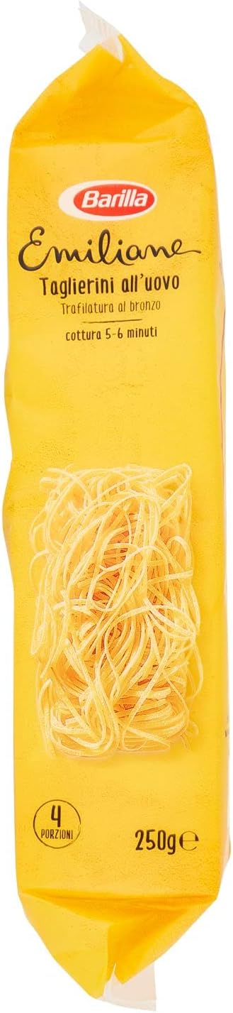 Barilla Le Emiliane Taglierini all'Uovo con Uova Fresche, Pasta dalla Sfoglia Porosa e Delicata, 250g