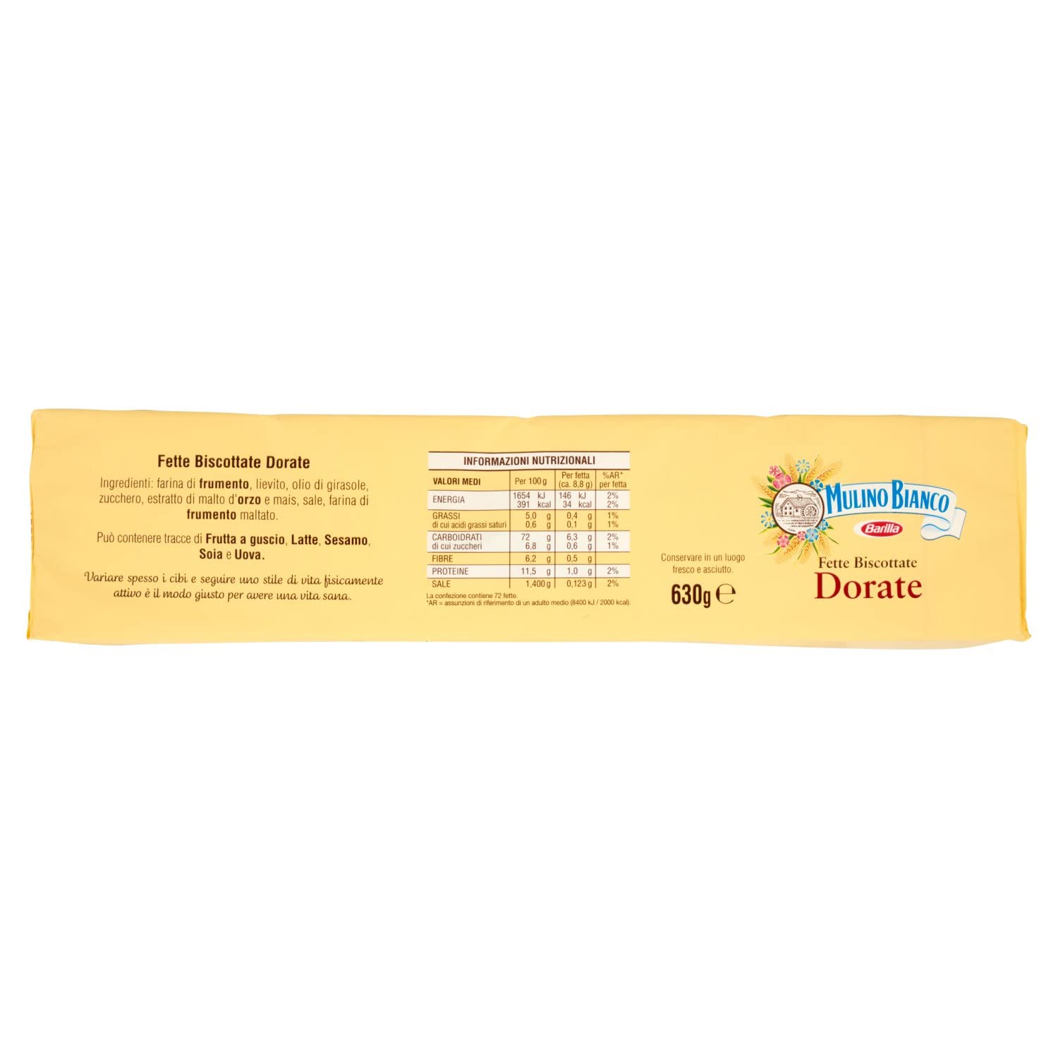 Mulino Bianco Fette Biscottate Dorate, 630 g (Confezione da 6)