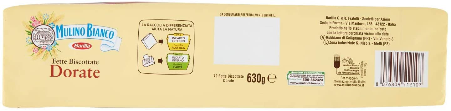 FETTE BISCOTTATE MULINO BIANCO DORATE 6 X 630 GR