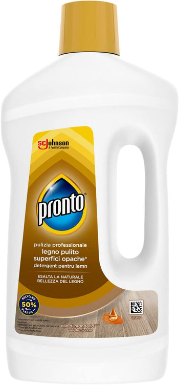 Pronto Legno Pulito - Detergente Liquido per Pavimenti in Legno Opaco, Fragranza Olio di Mandorla, 1 Confezione da 750ml