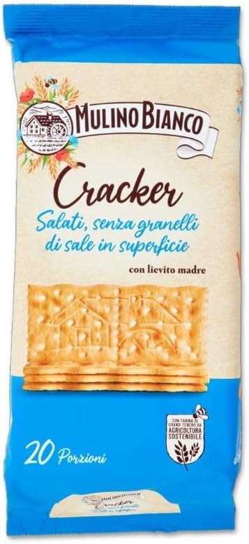 Mulino Bianco Cracker Senza Granelli di Sale in Superficie, Senza Olio di Palma, 20 Porzioni, 500 g