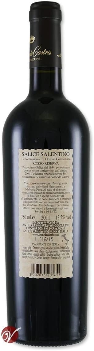 Leone De Castris Vino Rosso Salice Salentino Rosso Riserva - 2011-1 Bottiglia da 750 ml