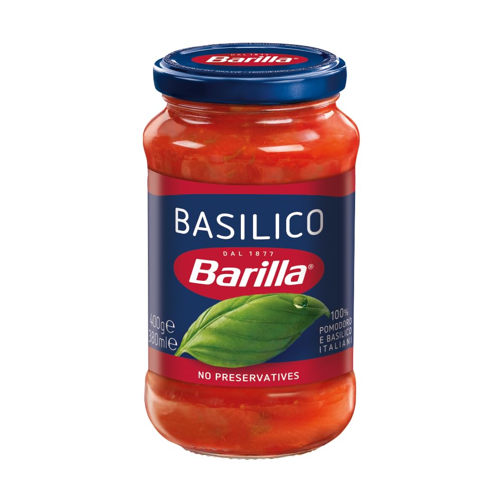 Barilla Salsa Basilico Pasta e Pizza, 400g, Italia | Progetto non OGM verificato | Vegano | Senza glutine | Senza coloranti aggiunti o Presevativi