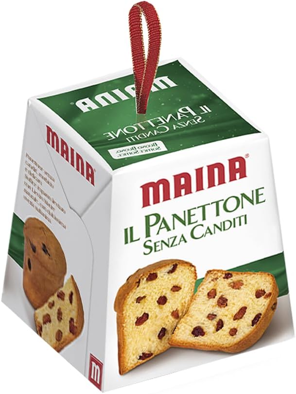 6X Maina il Panettone Mini Buono e Soffice con Uvetta e senza Canditi 100g - Natale 2023 [RASPADA® BOX da 6 Confezioni]