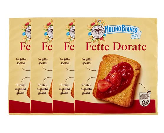 4X Mulino Bianco Fette Biscottate Dorate Classiche, Croccanti e Friabili al Punto Giusto 315g [4 Confezioni]
