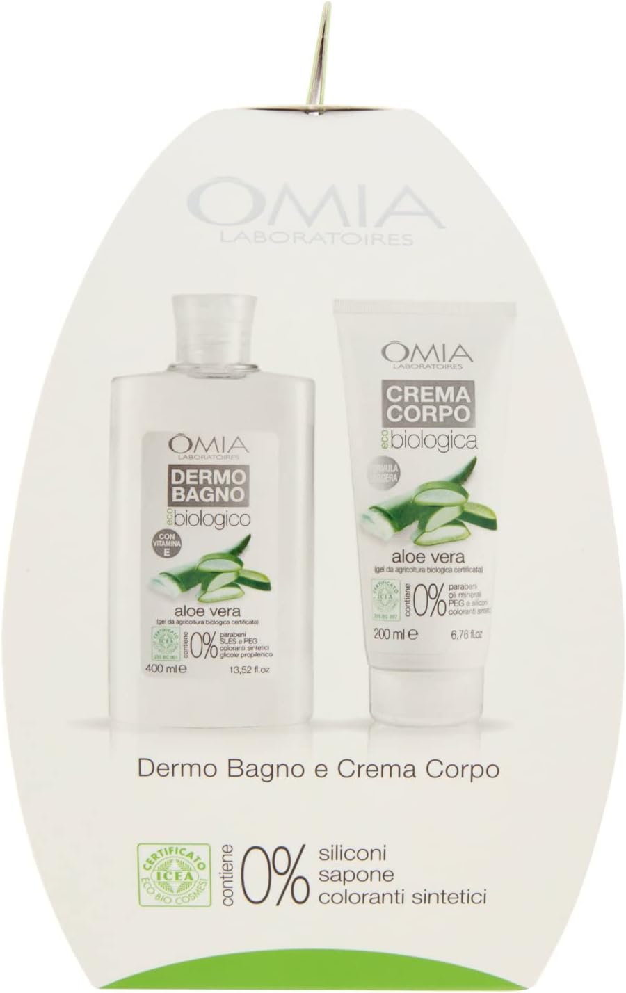 Omia - Ovetto Corpo Aloe Vera, Contiene Bagnoschiuma e Crema Corpo, Nutriente e Idratante, Ideale per Pelle Mista e Grassa, Dematologicamente Testato