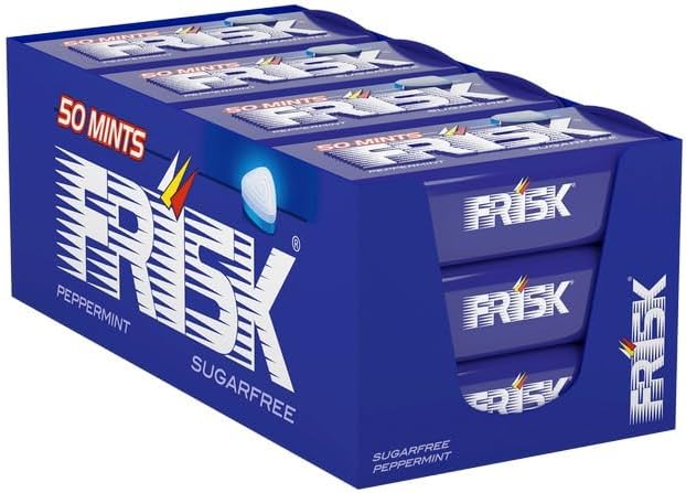 Frisk Peppermint, Caramelle Dure, Gusto Menta, Senza Zucchero, Senza Glutine, Confezione da 12 Astucci in Metallo da 50 Mentine ciascuno, Ottimo da...