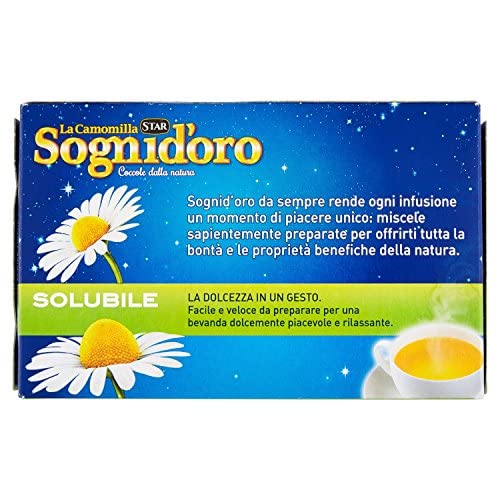 Sogni d'oro Solubile Astuccio Da 20 Filtri, Già Zuccherata, Immediatamente Solubile In Acqua, Facile Da Preparare, Piacevole E Rilassante., Camomilla, 100 Grammo
