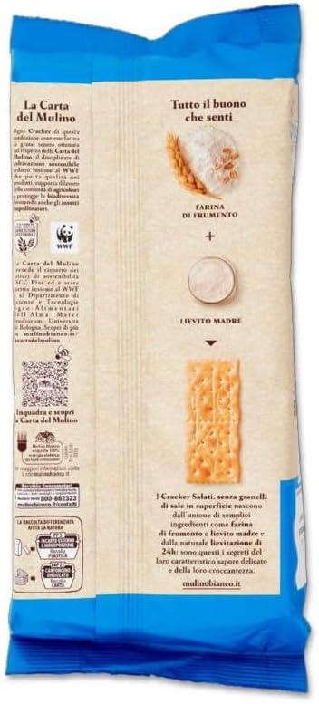 Mulino Bianco Cracker Senza Granelli di Sale in Superficie, Senza Olio di Palma, 20 Porzioni, 500 g