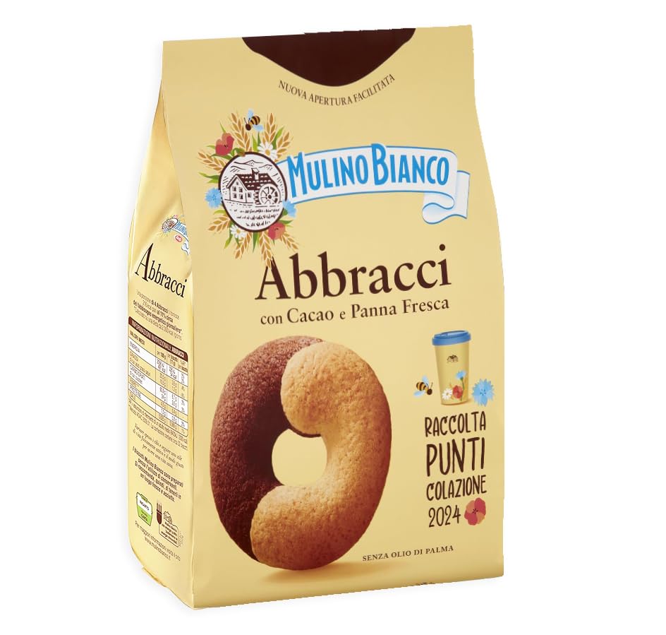 4X Mulino Bianco Abbracci Biscotti con Cacao e Panna Fresca 350g