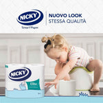 Nicky Elite - 4 Rotoli di Carta Igienica, 170 Soffici Fogli a 3 Veli, Morbida e Resistente a Contatto con la Pelle, Dermatologicamente Testata, Carta 100% Certificata FSC®