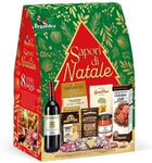 Cesto Natalizio 8 Pezzi “Sapori di Natale”, Confezione Regalo Gourmet con Prodotti Tipici Italiani, Salumi, Pasta, Vino Rosso, Cotechino e Dolci Tradizionali, Idea Regalo Elegante per le Feste