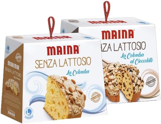 set Colombe Senza Lattosio Tradizionale 750g e con gocce di cioccolato 750g colomba pasquale per intolleranti 2 pz