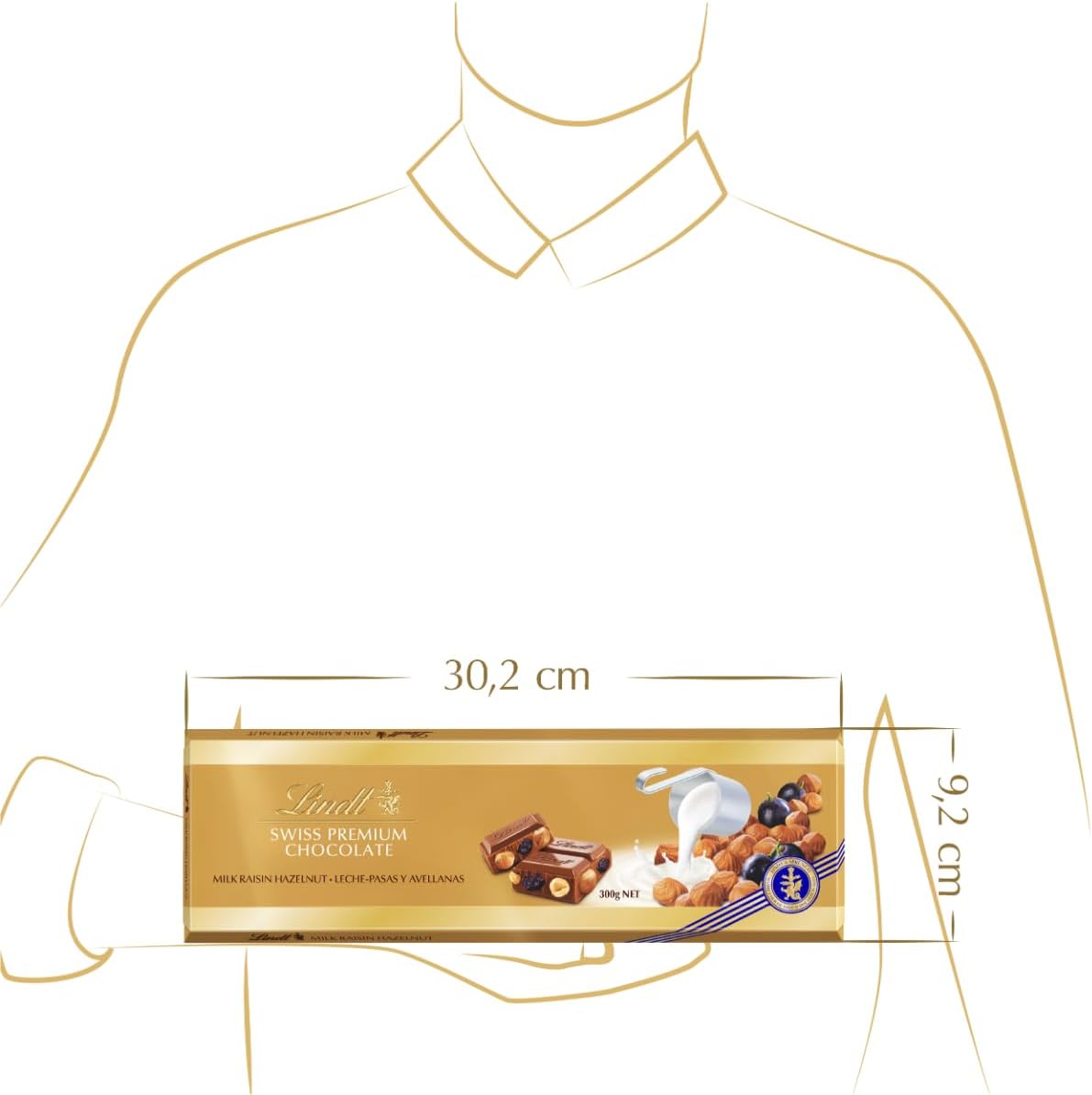 Lindt Swiss Premium Cioccolato Al Latte - Uva E Nocciole (300g)