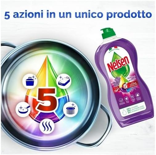 Nelsen Lavanda, Detersivo per Piatti a Mano, Sgrassa a Fondo con Azione Rinfrescante Sulle Stoviglie, Confezione Singola da 850 ml