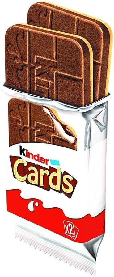 Kinder Cards 60 Biscotti a Cialda con Ripieno Cremoso al Latte e Cacao - Box offerta conveniente 30 conf. Ideali come Snack e Merenda (incluso penna in omaggio)