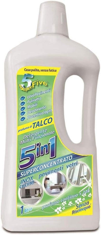 Orlandi Detergente Multi Funzionale 5in1 Superconcentrato, Profumo di Talco, SUPERFIVE, 1000ml, 1000 unità