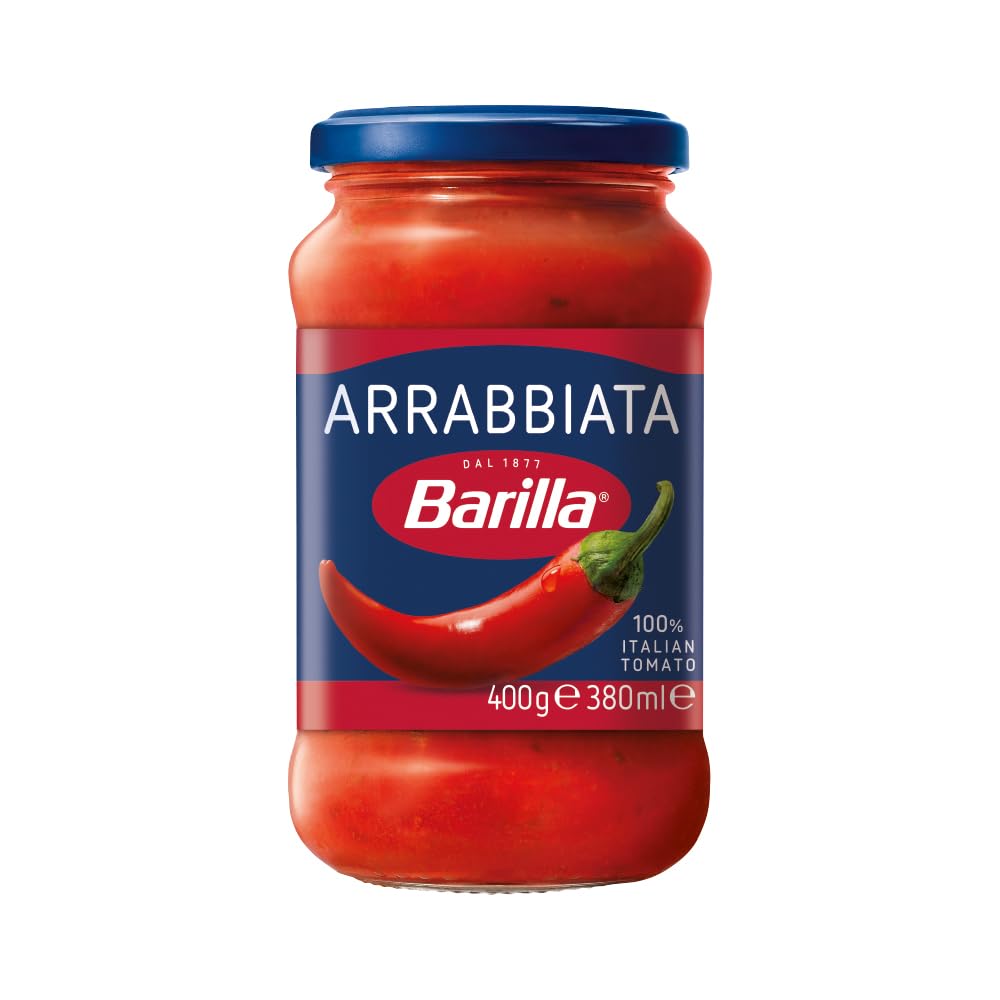 Barilla Sugo Pasta - Arrabbiata con Peperoncini 400 gr - Italia | Progetto Non OGM Verificato | Vegano | Senza Glutine | Senza coloranti aggiunti o Presevativi