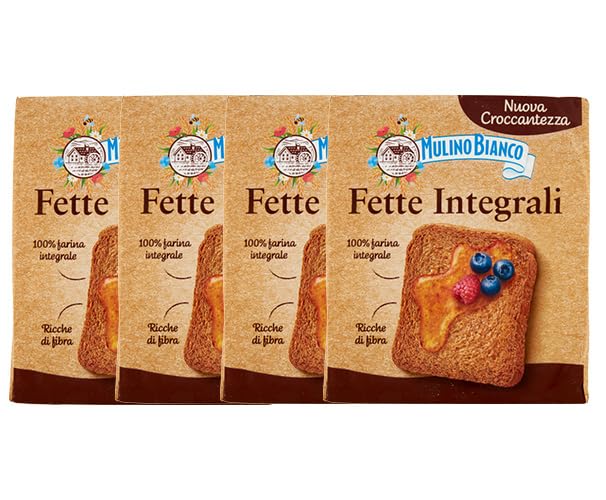 4X Mulino Bianco Fette Biscottate Integrali Spesse, Croccanti e Friabili 315g [4 Confezioni]