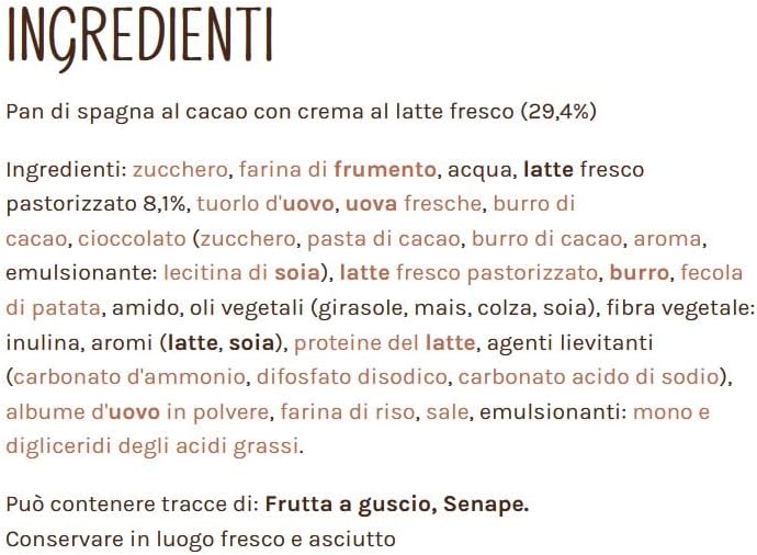 Pan di Stelle Merendine Trancini con Pan di Spagna al Cacao e Crema al Latte, Ideali per la Merenda, Confezione con 8 Merende, 280 g