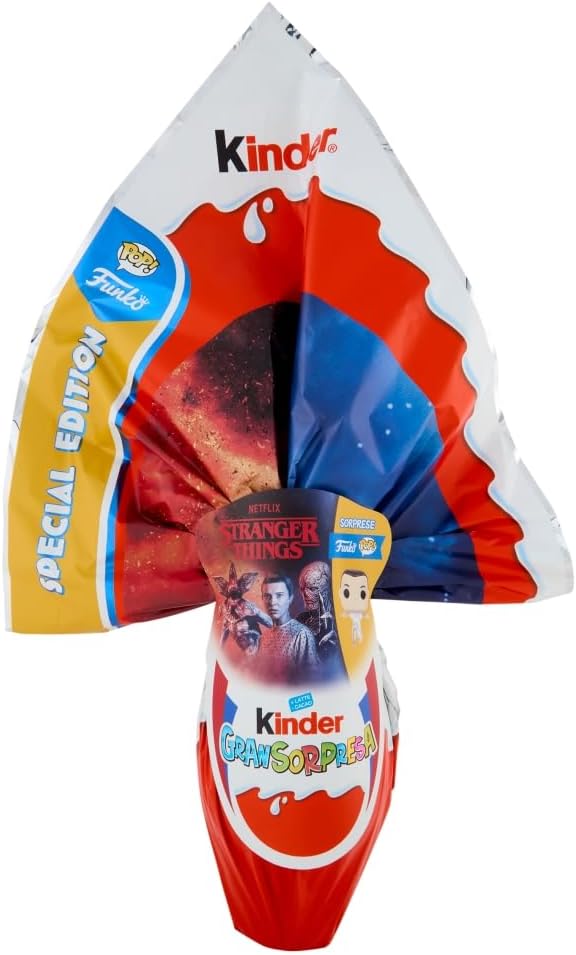 Kinder GranSorpresa Maxi Funko PoP Stranger Things - Uovo di Pasqua Kinder 2025, Finissimo Cioccolato al Latte con Sorpresa Funko PoP, Idea Regalo Pasqua, 220 Grammi